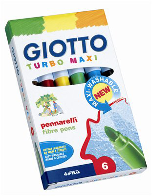Giotto Утолщенные фломастеры 6 цветов, арт. F453000/453000, производитель FILA S.p.A. (Фила), ISBN 800-0-82545-250-5, № 1