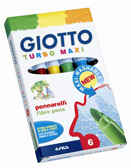 Giotto Утолщенные фломастеры 6 цветов, арт. F453000/453000, производитель FILA S.p.A. (Фила), ISBN 800-0-82545-250-5, № 1