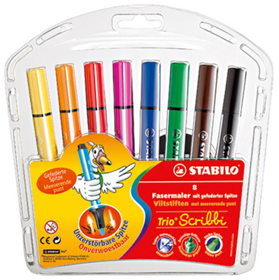 Набор фломастеров Stabilo Trio Scribby, 8 цветов, производитель Stabilo (Стабило), ISBN 400-6-38134-378-7, № 1