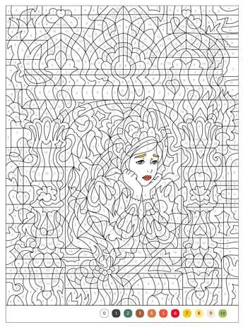 Принцессы (Цветовой код. Раскрась по номерам), раскраска, производитель МОЗАИКА kids , ISBN 978-5-43154-598-6№ 4