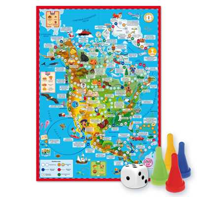 Игра-ходилка с фишками. Вокруг света. Северная Америка. 59,5х42 см., производитель ГЕОДОМ , ISBN 460-7-17745-548-8№ 2