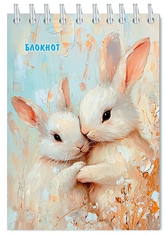 Блокнот на гребне, А6, 48 л., в клетку, Зайки, арт. С0511-163, производитель Апплика, ISBN 461-0-12187-395-5№ 1