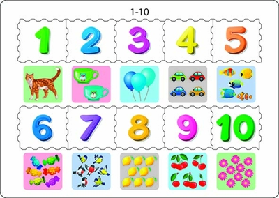 Мемо пазл Цифры  1 - 10, арт. 1220, производитель Татой, ISBN 460-4-66800-200-8№ 1