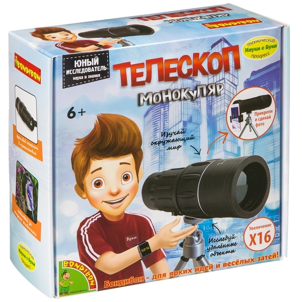 Французские опыты Науки с Буки Bondibon, Teлескоп (монокуляр) х16, арт. ВВ4199, производитель Bondibon (Бондибон), ISBN 489-5-13604-086-2, № 1