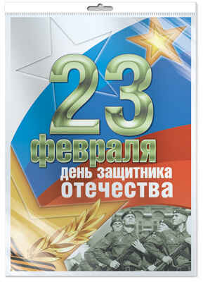 ПЛ-11095 Плакат А2. С 23 Февраля! В индивидуальной упаковке с европодвесом, производитель Сфера ТЦ , ISBN 200-0-04913-406-1№ 1
