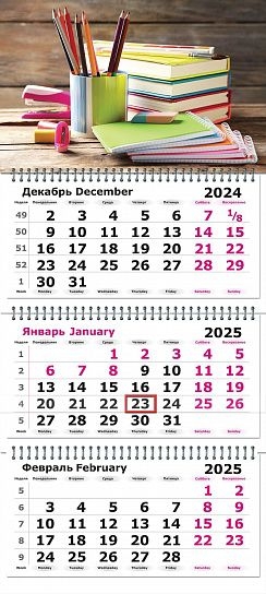 Календарь настенный квартальный 2025 г. Яркий офис, арт. 3120-3, производитель Полином, ISBN 460-3-72142-224-1, № 1