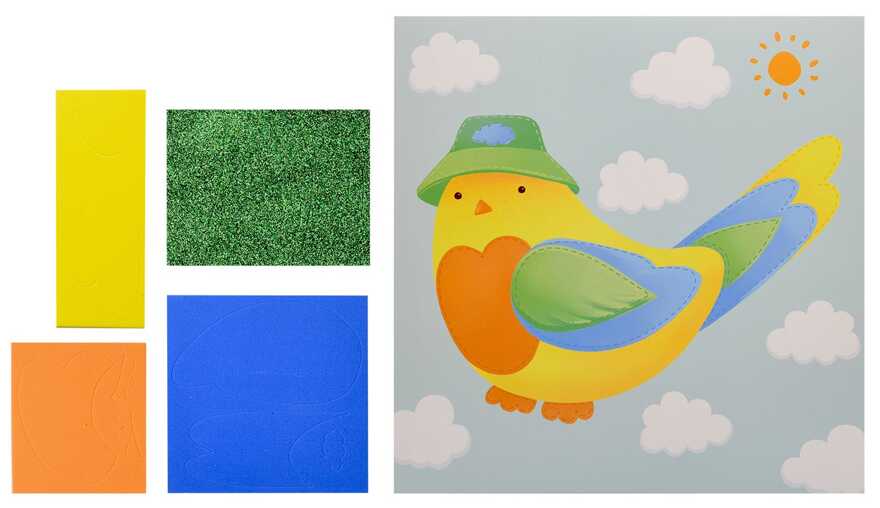 Аппликация мягкая ЭВА Каляка-Маляка ПТИЧКА 20х20 см, производитель ФАРМ, ISBN 460-2-72314-618-6, № 4