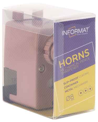 Точилка механическая INFORMAT HORNS, корпус пластик с контейнером, арт. MTHR-Rd, производитель ФАРМ, ISBN 460-2-72318-464-5№ 5
