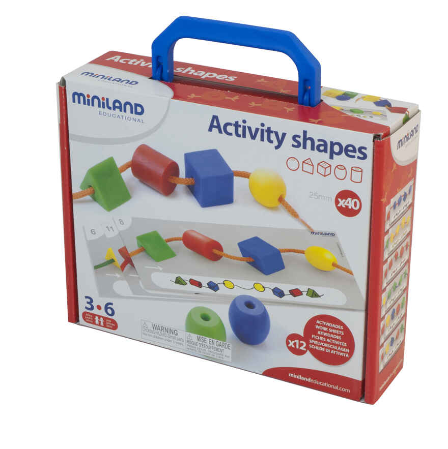 31783 НАБОР ОБУЧАЮЩИЙ СО ШНУРОВКОЙ И МОЗАИКОЙ ACTIVITY SHAPES В ЧЕМОДАНЧИКЕ, производитель Miniland (Минилэнд), ISBN 841-3-08231-783-6, № 1