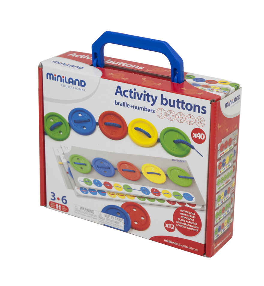 31791 НАБОР ОБУЧАЮЩИЙ СО ШНУРОВКОЙ ACTIVITY BUTTONS В ЧЕМОДАНЧИКЕ, производитель Miniland (Минилэнд), ISBN 841-3-08231-791-1, № 1