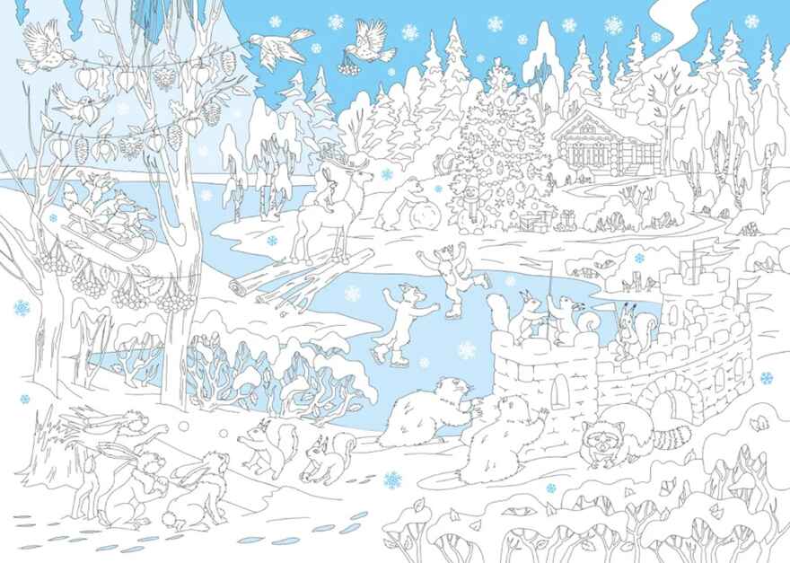 Праздник в лесу: книжка-плакат. Большой новогодний постер-раскраска., производитель «Феникс-Премьер», ISBN 978-5-22245-556-2, № 2