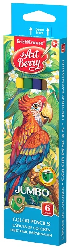 Цветные карандаши трехгранные ArtBerry® Jumbo 6 цветов  с точилкой, арт. 32473, производитель ErichKrause® (Эрих Краузе), ISBN 404-1-48532-473-7, № 5