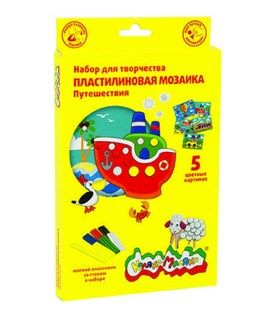 Пластилиновая мозаика Путешествия 5 картинок, мягкий пластилин 6 цветов, арт. НПМПКМ, производитель ФАРМ, ISBN 460-2-72308-670-3№ 1