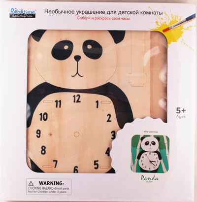 Часы-конструктор деревянные - Панда раскраска, арт. AC201P, ISBN 200-0-85993-594-0№ 1