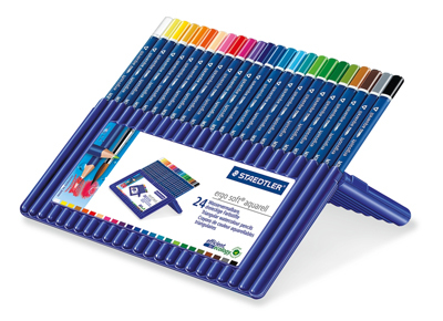 Staedtler Карандаши акварельные трехгранные, набор 24 цвета, пластиковая коробка, арт. 156SB24, производитель Staedtler (Стайтлер), ISBN 400-7-81715-612-4, № 1