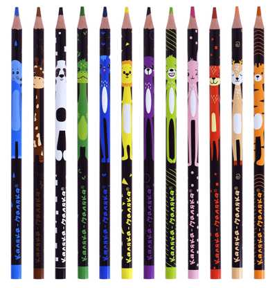 Набор цветных карандашей Веселые зверята 12 цветов с индивидуальным принтом,арт. КККМ12-ПЕР, производитель ФАРМ, ISBN 460-2-72315-773-1№ 3