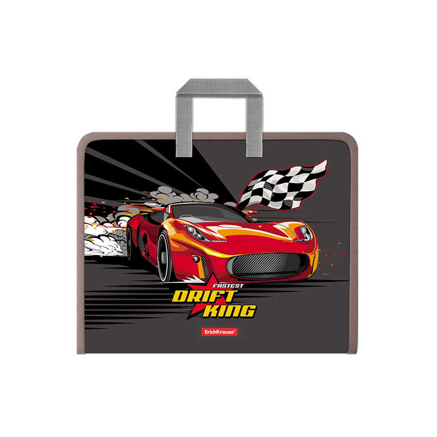 Папка на молнии пластиковая с ручками Drift King, А4+, арт. 52846, производитель ErichKrause® (Эрих Краузе), ISBN 465-0-18452-846-1, № 1