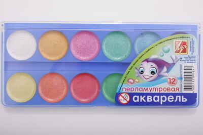 Акварель перламутровая 12 цветов без кисти, производитель Луч, ISBN 460-1-18500-584-0№ 1