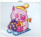 *ФМ-12338 ПЛАКАТ ВЫРУБНОЙ А4 В ПАКЕТЕ. Поросенок на санках (с блестками в индивидуальной упаковке с европодвесом и клеевым клапаном), производитель Сфера ТЦ , ISBN 200-0-04913-892-2, № 1