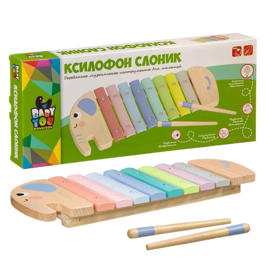 Игр. муз. деревянная  ксилофон СЛОНИК, арт. ВВ4014, производитель Bondibon (Бондибон), ISBN 489-5-13603-916-3, № 2