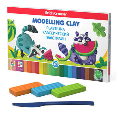 Классический пластилин 24 цвета со стеком, 432г, арт. 53413, производитель ErichKrause® (Эрих Краузе), ISBN 465-0-18453-413-4№ 1