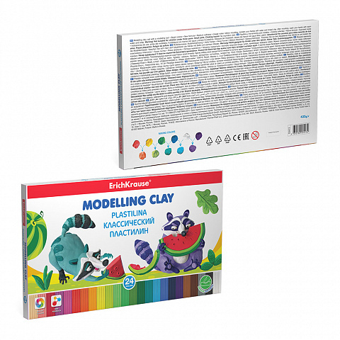 Классический пластилин 24 цвета со стеком, 432г, арт. 53413, производитель ErichKrause® (Эрих Краузе), ISBN 465-0-18453-413-4, № 4