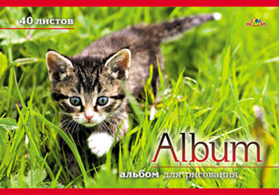 Альбом 40л. цв. обл. УФ-лак Котенок в траве, производитель Апплика, ISBN 46600-0-38372-470-3, № 1