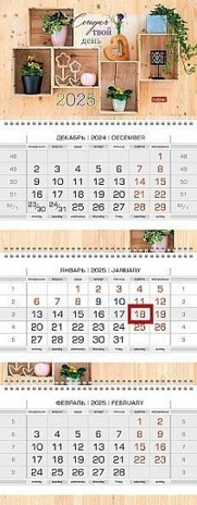 Календарь настенный квартальный 2025 г. Сегодня твой день, арт. 3Кв3гр2ц_31527, производитель Hatber (Хатбер), ISBN 460-6-78254-587-4№ 1
