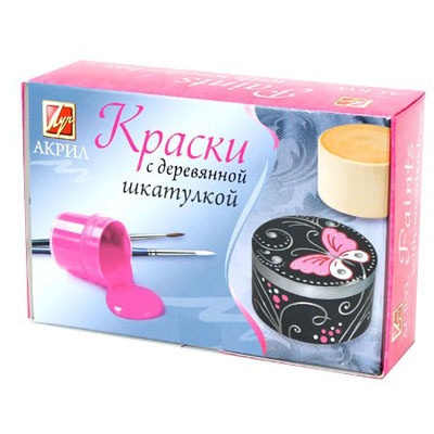 Набор акриловых красок (4 цв.) со шкатулкой &quot;Бабочка&quot;, производитель Луч, ISBN 460-1-18501-054-7, № 1
