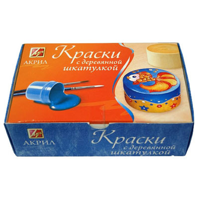 Набор акриловых красок (4 цв.) со шкатулкой &quot;Золотая рыбка&quot;, производитель Луч, ISBN 460-1-18501-055-4, № 1