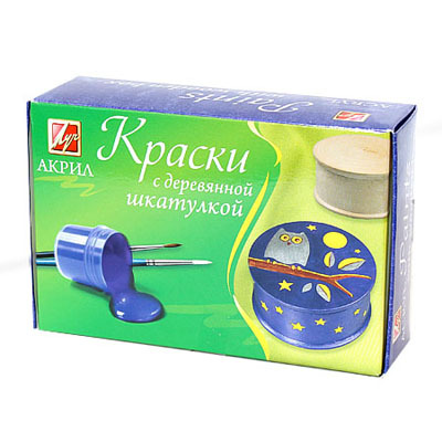 Набор акриловых красок (4 цв.) со шкатулкой &quot;Сова&quot;, производитель Луч, ISBN 460-1-18501-056-1, № 1