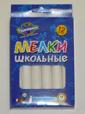 T2311 Мелки белые, 12 штук, школьные, производитель Развивашки, ISBN 465-0-05762-266-1, № 1