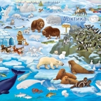 В снегах. Книжка-панорамка с наклейками, производитель ГЕОДОМ , ISBN 460-7-17745-401-6, № 2