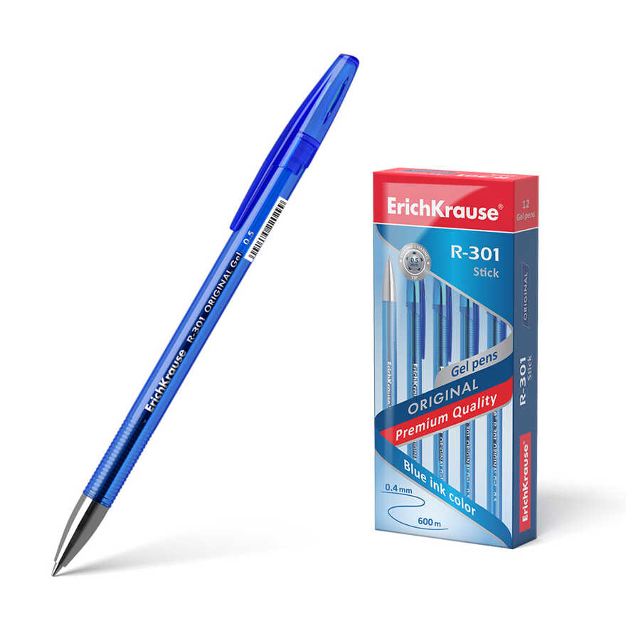 Ручка гелевая ErichKrause® R-301 Original Gel Stick 0.5, цвет чернил синий, арт 40318, производитель ErichKrause® (Эрих Краузе), ISBN 404-1-48540-318-0, № 1