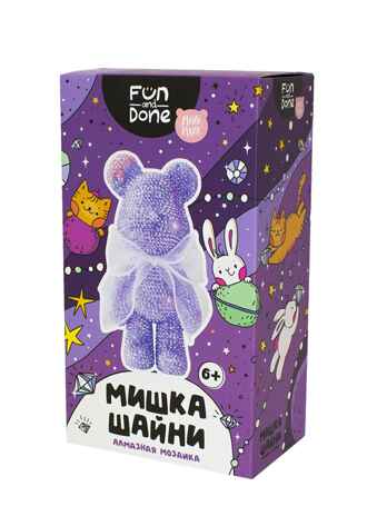 Алмазная мозаика Мишка Шайни Fun and Done фиолетовый, арт. MM77020, производитель Fun and Done, ISBN 768-4-26977-020-6№ 2