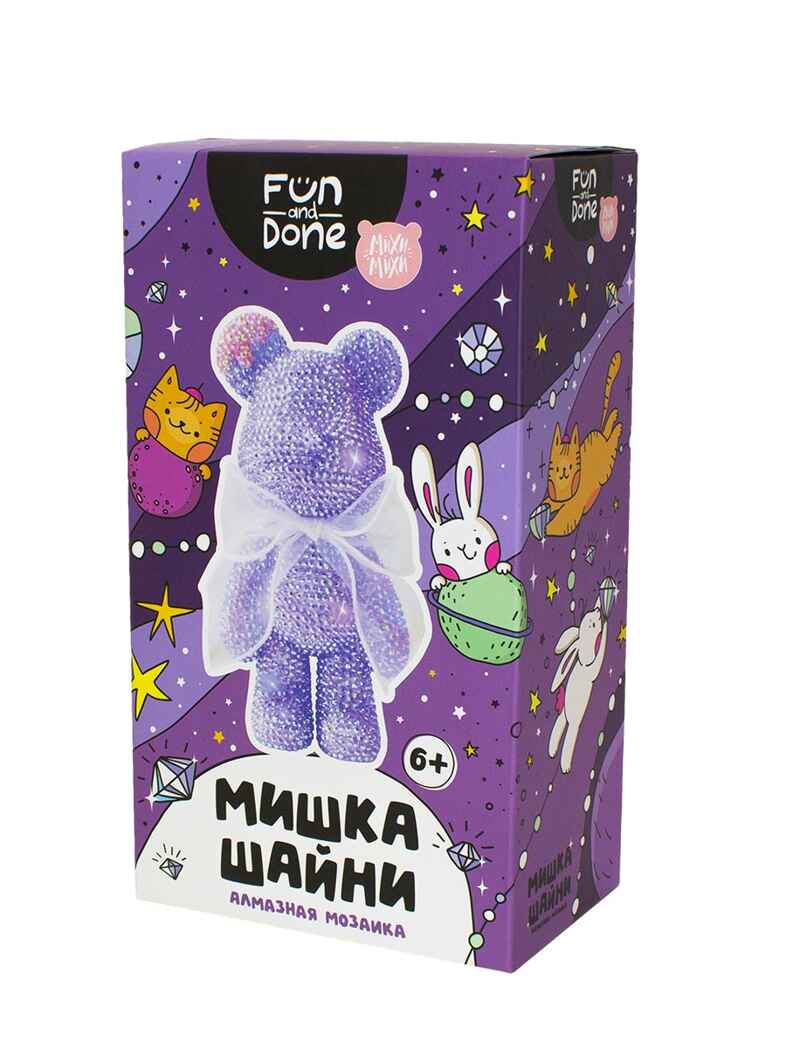 Алмазная мозаика Мишка Шайни Fun and Done фиолетовый, арт. MM77020, производитель Fun and Done, ISBN 768-4-26977-020-6, № 2