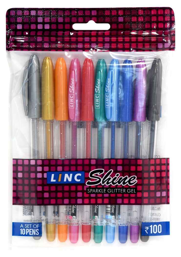 Набор гелевых ручек Linc Shine, ассорти с блестками, арт. 1001G, производитель Linc (Линк), ISBN 890-4-10683-518-9, № 1