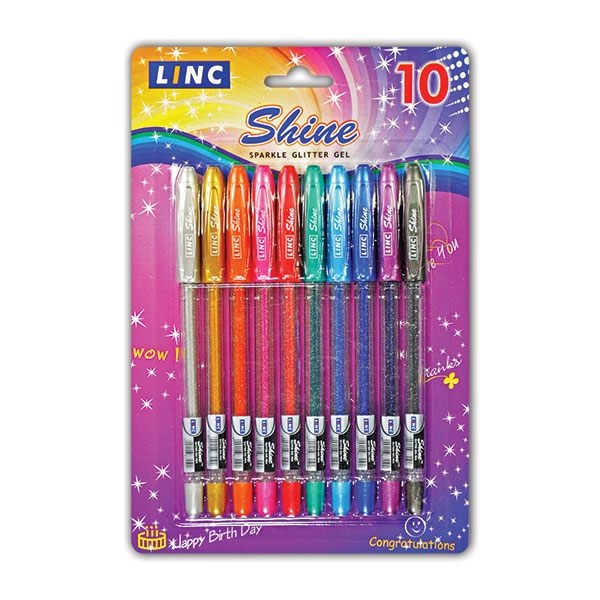 Набор гелевых ручек Linc Shine, ассорти с блестками, арт. 1001G, производитель Linc (Линк), ISBN 890-4-10683-518-9, № 4