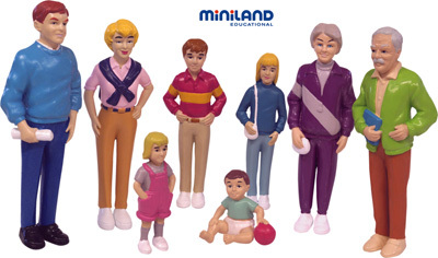 Семья европейцев 3 поколения  (набор фигурок), 8шт., производитель Miniland (Минилэнд), ISBN 841-3-08227-395-8, № 1