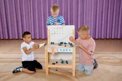 Игровой модуль МАСТЕРСКАЯ - игровой верстак с инструментами деревянный, ТМ Рыжий Тим, ISBN 463-1-17464-697-9№ 2