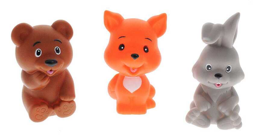 Игрушки для ванной (заяц, лиса, мишка) в сетке, арт. LXB333_335_336, производитель Симбат, ISBN 469-0-59011-376-9, № 1