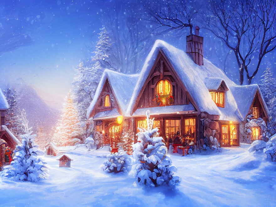 Алмазная мозаика 22х32 см. Новогодняя ночь, арт. НД-7627, производитель Рыжий кот, ISBN 467-0-15917-627-5, № 1