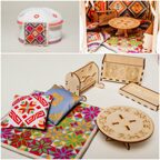 Юрта Башкирская малая дидактическая (в комплекте ковры, подушки и мебель), арт. 023.56, производитель Наивный мир, ISBN 460-3-73518-452-4, № 1