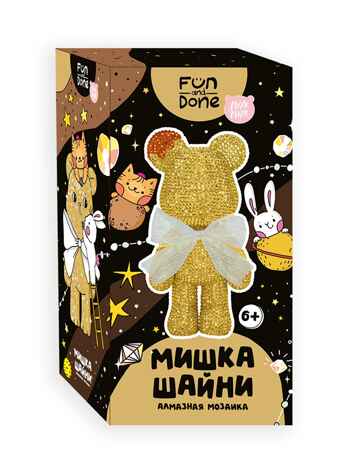 Алмазная мозаика Мишка Шайни Fun and Done золотой, арт. MM54626, производитель Fun and Done, ISBN 626-1-72054-626-9№ 4