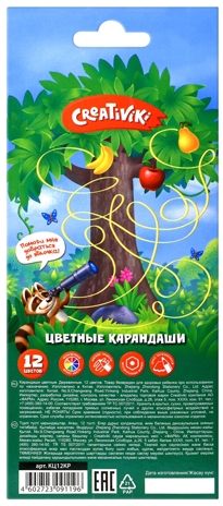Набор цветных карандашей Creativiki 12 цв. шестигранные, деревянные, в картонной упаковке, арт КЦ12КР, производитель ФАРМ, ISBN 460-2-72309-119-6№ 6
