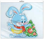 *ФМ-14456 Плакат вырубной А4 В ПАКЕТЕ. Зайчик с Новогодней елкой (Уф-лак), производитель Сфера ТЦ , ISBN 463-0-11202-361-9, № 1