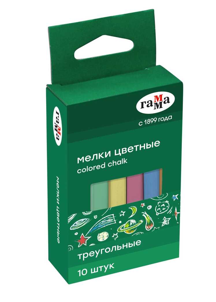 Мелки школьные цветные 10 штук, арт. 0909192, производитель ГАММА, ISBN 460-0-39523-136-0, № 1