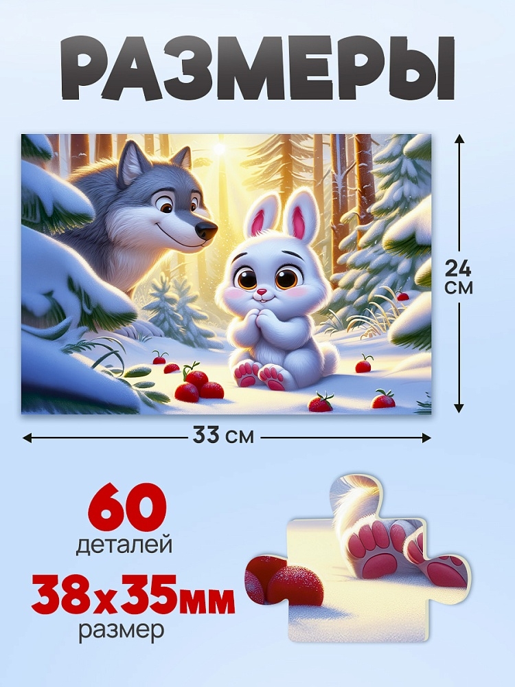 Оживи мультфильм. Пазлы 60 элементов Зайка беленький, арт. П60-3531, производитель Рыжий кот, ISBN 467-0-41973-531-0, № 3