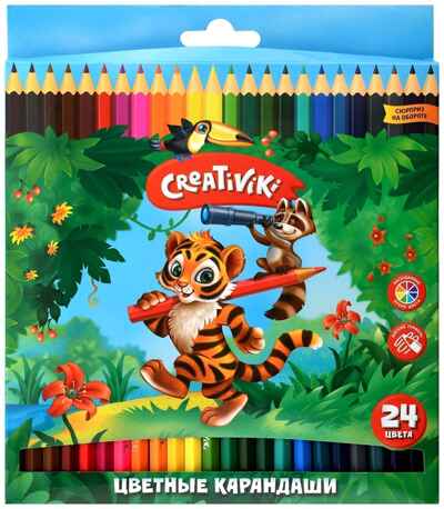 Набор цветных карандашей Creativiki 24 цв. шестигранные, деревянные, в картонной упаковке, арт КЦ24КР, производитель ФАРМ, ISBN 460-2-72309-121-9№ 1