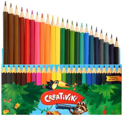 Набор цветных карандашей Creativiki 24 цв. шестигранные, деревянные, в картонной упаковке, арт КЦ24КР, производитель ФАРМ, ISBN 460-2-72309-121-9№ 5
